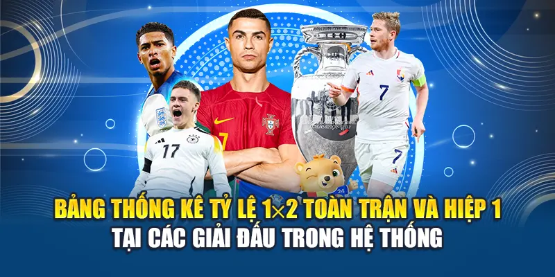 Bảng thống kê tỷ lệ 1×2 toàn trận và hiệp 1 tại các giải đấu trong hệ thống