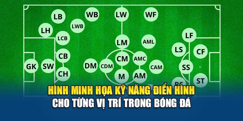 Hình minh họa kỹ năng điển hình cho từng vị trí trong bóng đá